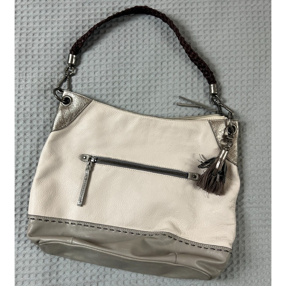 The Sak INDIO IVORY GREY PEWTER SILVER LEATHER PURSE Bag